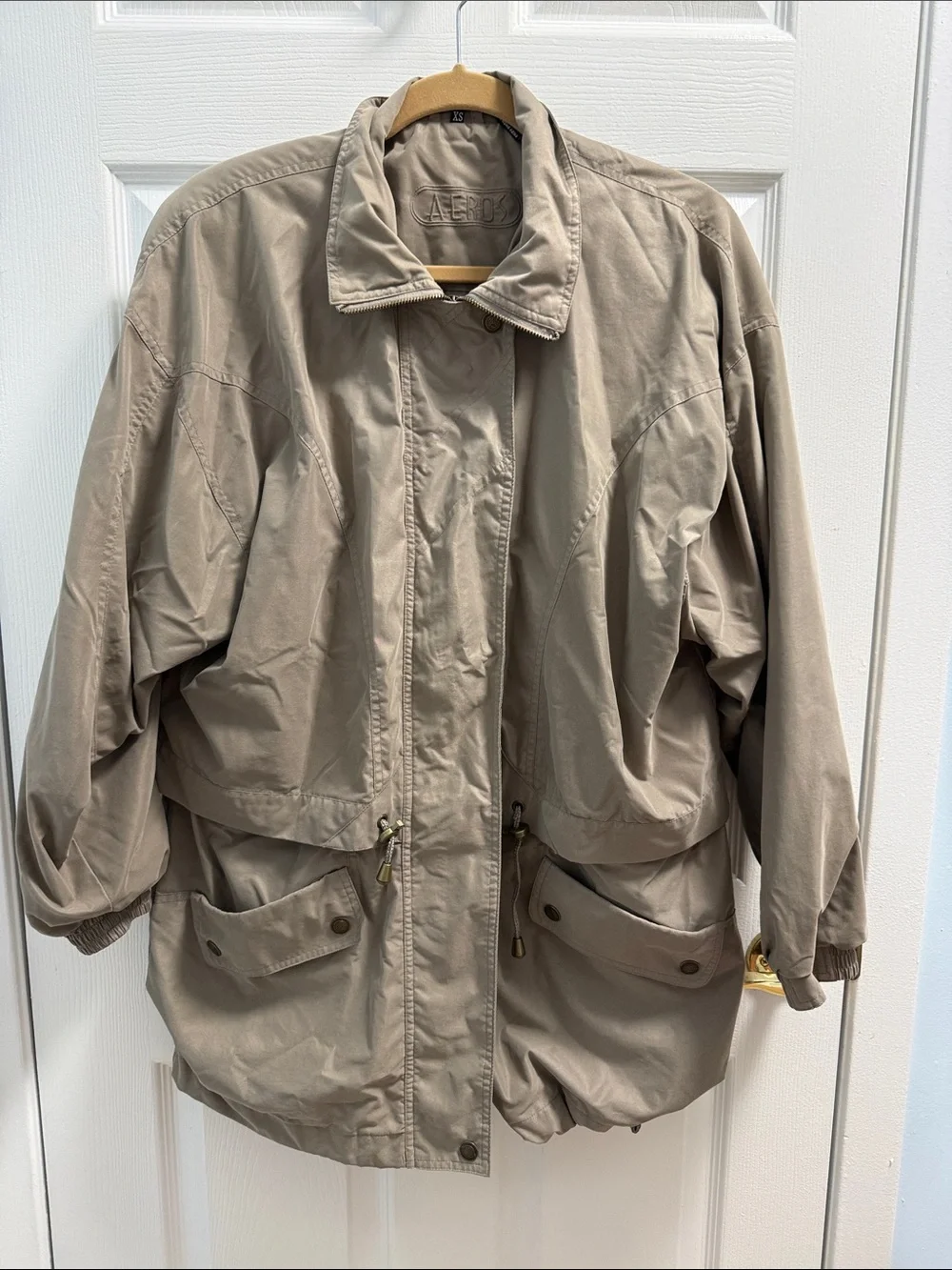 Aero Women's Taupe Utility Jacket with Drawcord Waist